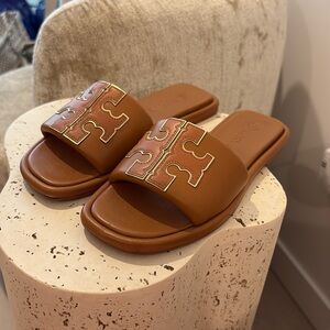 Tory Burch Double T Sport Slide - Bourbon Miele / Gold